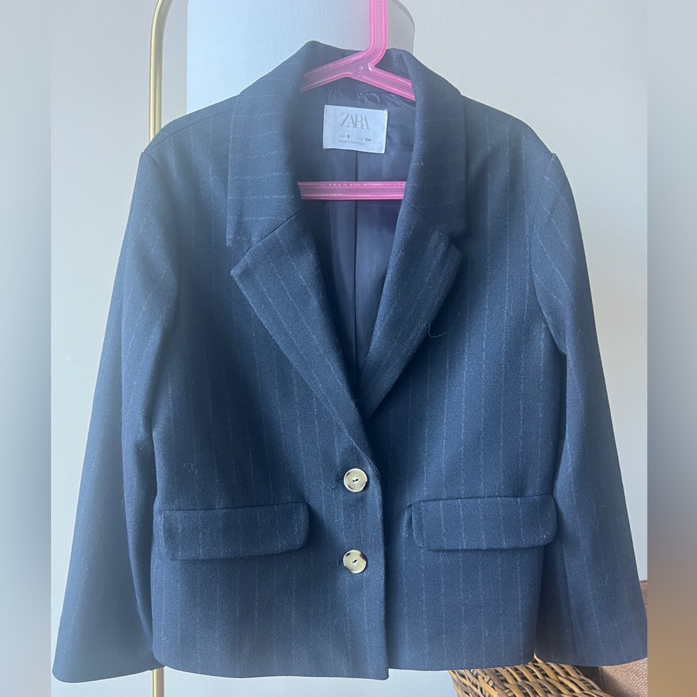 ZARA kids navy cropped blazer size 9, 134cm
